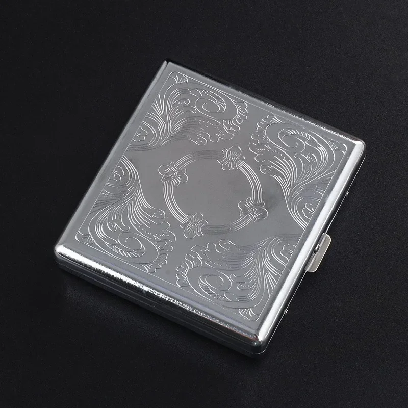20PCS Metal Cigarette box stainless steel Embossed Portable Cigarette case personalized fashionable storage box Smoking Tool
