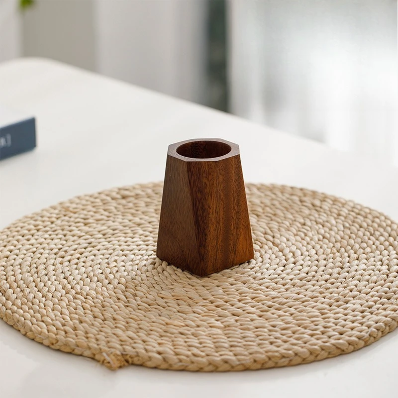 Walnut Wood Pen Holder Creative Solid Wood Storage Box Office Desk Decoration Pen Holder Walnut Wood Feel Light Luxury