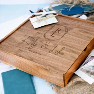 Free Custom Walnut Maple Wood Storage Box Photography Jewelry Wedding Gift Album USB Box Natural Wooden Case 16.9X16.9X3.5cm