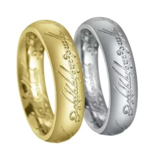 Carved Engraving Rings for Men Gold Plated Stainless Steel Master Ring Jewelry Gifts One Ring of Power Black Ring LOvers Women