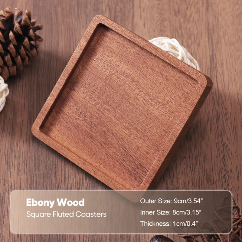 1PCS Solid Walnut Wood Coaster Round Square Beech Wood Cup Mat Durable Heat Resistant Tea Coffee Cup Pad Placemats 8.8cm/3.46in