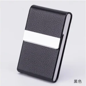 Men Postcard Box Business Multifunction Card Holder Case PU Leather Metal Pocket Holder with Magnetic Shut Cigarette Wallet Case