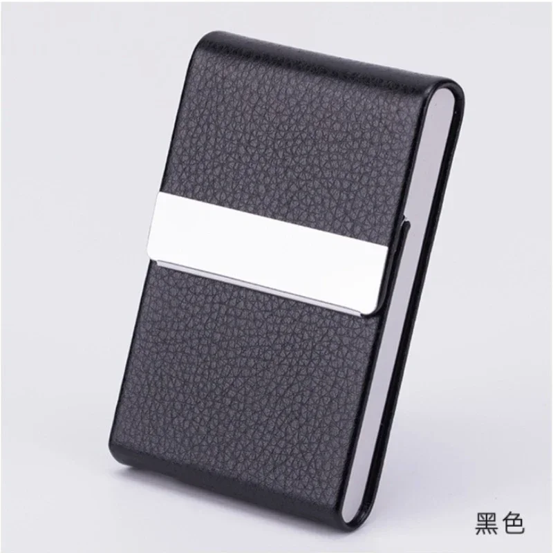 Men Postcard Box Business Multifunction Card Holder Case PU Leather Metal Pocket Holder with Magnetic Shut Cigarette Wallet Case