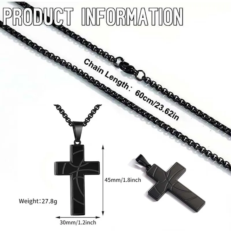 1PC Male Stainless Steel Necklace Man Rugby Baseball Necklaces for Men Basketball Soccer Cross Necklace Men Accessories Jewelry