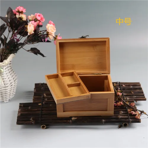 Bamboo Craft Princess Korean Bamboo Jewelry Box Wooden Jewelry Storage Box Small Collection Box Gift Box WF