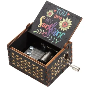 You are My Sunshine Engraved Hand-Cranked Wooden Musical Box Suitable Gifts for Birthday Christmas Valentine's Day Thanksgiving