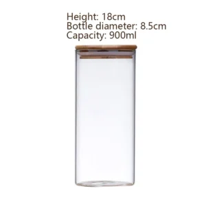 Glass Food Storage Jars with Airtight Bamboo Lid Food Container for Coffee Beans Tea Leaves Cookies Nuts Cereal Storage Canister