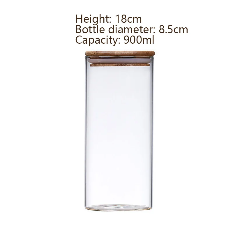 Glass Food Storage Jars with Airtight Bamboo Lid Food Container for Coffee Beans Tea Leaves Cookies Nuts Cereal Storage Canister