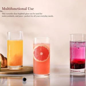 Set of 6 Clear 16oz Tall Drinking Glasses for Water, Juice, Cocktails, and Bar Use
