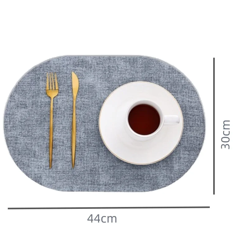 1/4/6pcs Decoration Oval Gift Placemats Heat Resistant Thick Faux Leather Non-Slip Table Mats Pad for Kitchen Coffee Dining Room