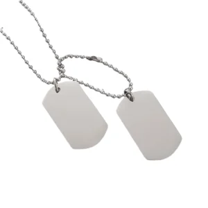 Men's Rectangular Double Dog Tag Stainless Steel Military Id Tag Pendant Titanium Steel Necklace Army Male Jewelry