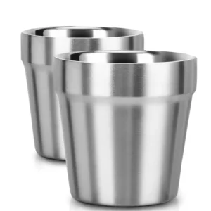 Stainless Steel Cups 6oz Set of 2 Metal Drinking Cups 10oz Stackable Double Wall 304 Metal Insulated Drinking Cup for Home Party