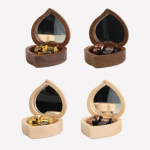 Wooden Heart Shaped Music Box Maple Wood 18 Tones Clockwork Musical Box Swan Lake Summer Moving Castle Birthday Gifts for Lovers