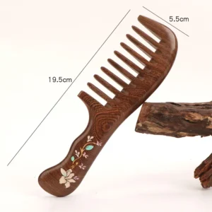 Black Ebony Wood Comb Colorful Massage Comb Head Meridian Ebony Wood Static Home Hair Care Gift Engraving Wholesale