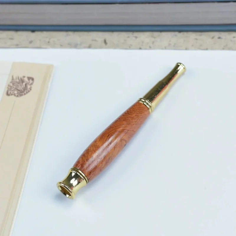 Double Filter Red Sandalwood Smoke Pipe Carved Dragon Mouth Real Wood Cleaning Friendly Compact And Durable Smoking Accessory