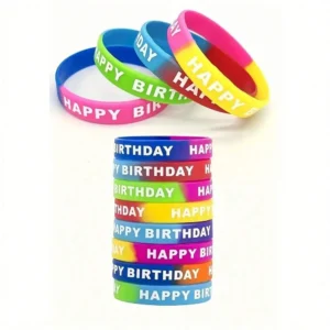 S55f12344f8c9417381c42f15802f4c39p.webp 8/16/24/48pcs Colored Silicone Wristbands for Birthday Party Supplie,Interesting birthday present,Happy Birthday Rubber Bracelet