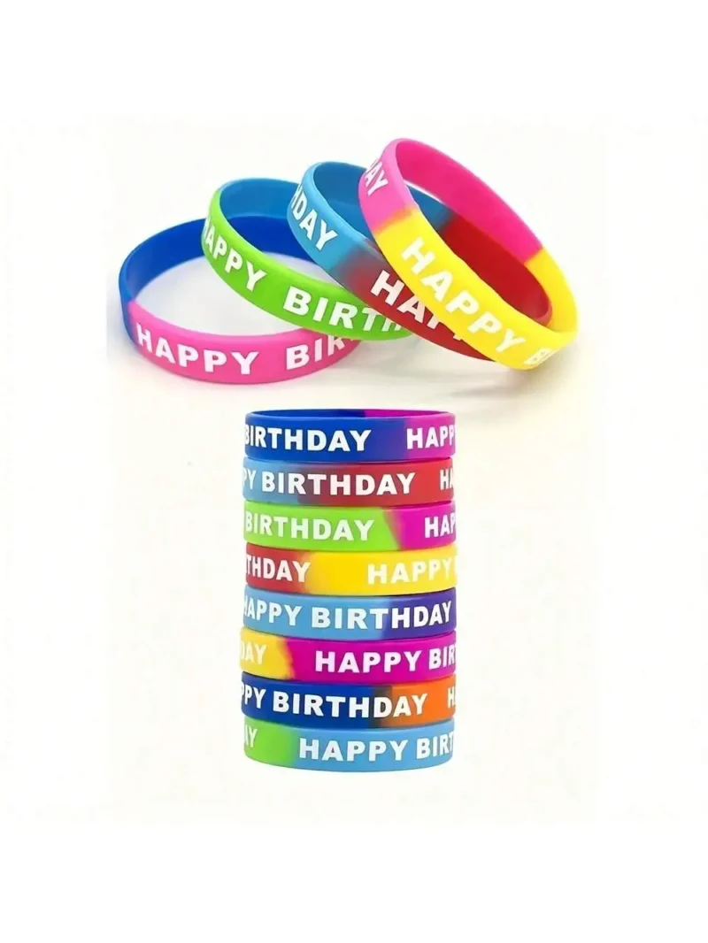 S55f12344f8c9417381c42f15802f4c39p.webp 8/16/24/48pcs Colored Silicone Wristbands for Birthday Party Supplie,Interesting birthday present,Happy Birthday Rubber Bracelet