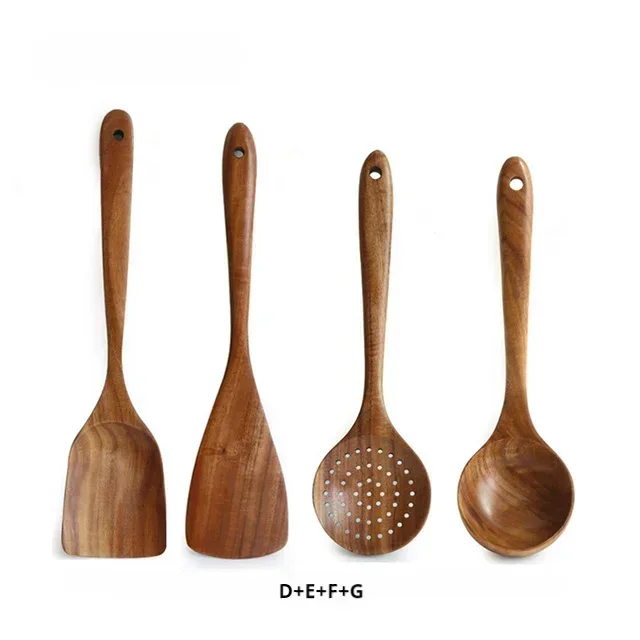 Wooden Spoon Natural Wooden Tableware Teak Wood Nanmu Super Long Cooking Spoon Kitchen Utensils for Cooking Kitchen Tools
