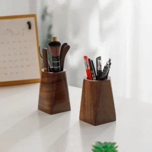 Walnut Wood Pen Holder Creative Solid Wood Storage Box Office Desk Decoration Pen Holder Walnut Wood Feel Light Luxury