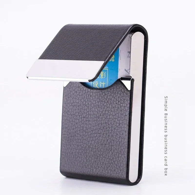 Men Postcard Box Business Multifunction Card Holder Case PU Leather Metal Pocket Holder with Magnetic Shut Cigarette Wallet Case