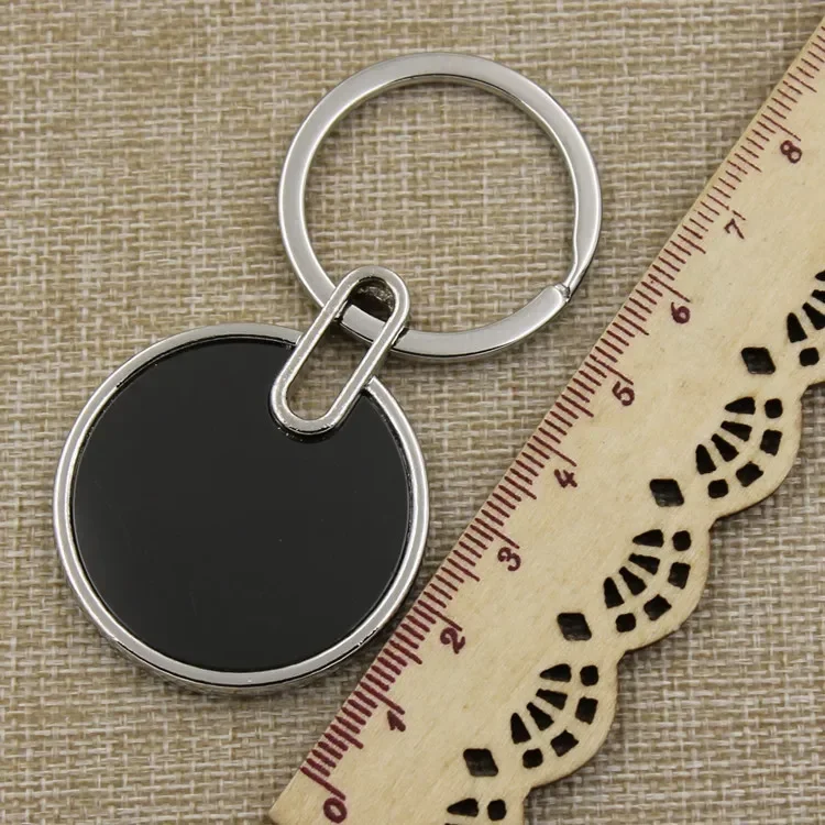 Custom Logo Name Metal Black Keychain Personalized Keyring Plate Laser Marking Engraving Stainless Steel Key Chain Ring Gift