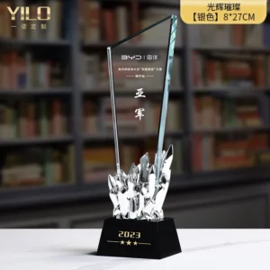 Crystal Trophy Gold-plated Excellent Staff Competition Award Creative Honor Sales Champion Engraved Custom Trophy