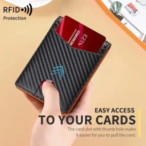 Men's Wallet Ultra Thin Rfid Leather with ID Window Multi Card Carbon Fiber Wallet 14 Card Slots RFID Carbon Fiber Pattern Large