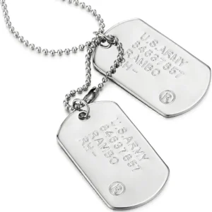 Classic 2Pcs Mens Military Army Dog Tag Pendant Necklace for Men Dad Husband with Bead Chain Christmas Birthday Jewelry Gifts
