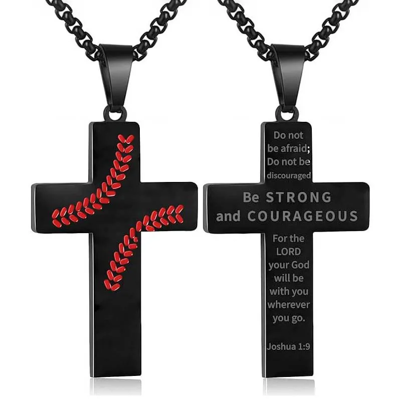 1PC Male Stainless Steel Necklace Man Rugby Baseball Necklaces for Men Basketball Soccer Cross Necklace Men Accessories Jewelry