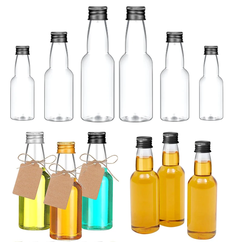 10PCS 30ML-150ML Portable Plastic Mini Liquor Bottle Juice Bottles Reusable Drink Container For Favors Weddings Parties Favors