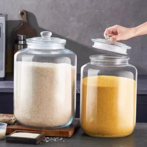 Large Size Glass Storage Jars Sealed Design Home Decor Wide Mouth Containers Reusable Kitchen Storage Transparent Glass Jar