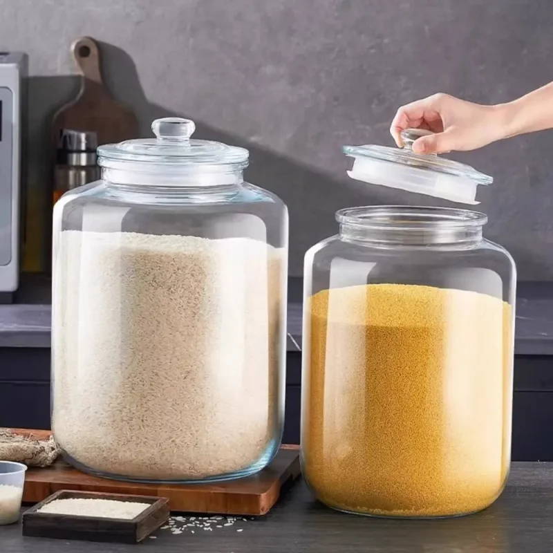 Large Size Glass Storage Jars Sealed Design Home Decor Wide Mouth Containers Reusable Kitchen Storage Transparent Glass Jar