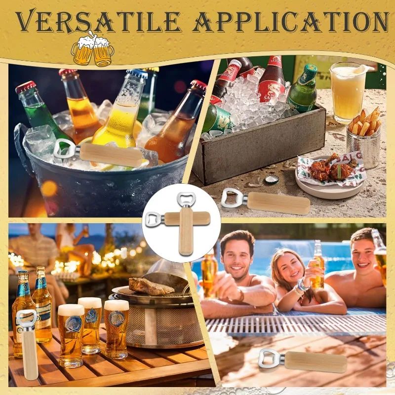 1-30PCS Stainless Steel Wooden Bottle Opener For Home Kitchen Bar Restaurant Party Gift Kitchen Accessories  Gadget