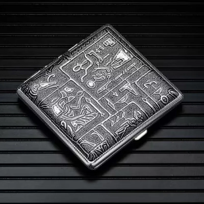 Cigarette Storage Cover Holder 20 Sticks Gift for Men's Leather Cigarette Box Cigar Case Metal Leather Smoking Accessories