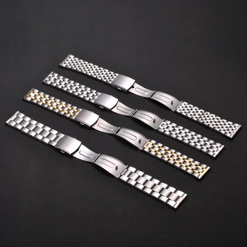 Metal Strap18mm 20mm 22mm Universal Stainless Steel Watch Band Folding Safety Buckle for Women Bracelet Watch Belt Accessories