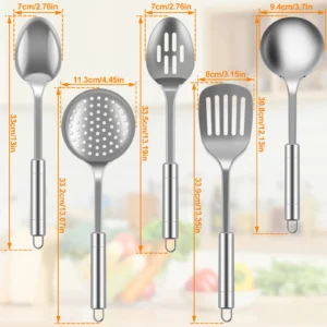 5Pcs Cooking Utensil Set, 11 PCS Stainless Steel Kitchen Utensil Set, Nonstick Kitchen Spoons Spatula Cookware Set