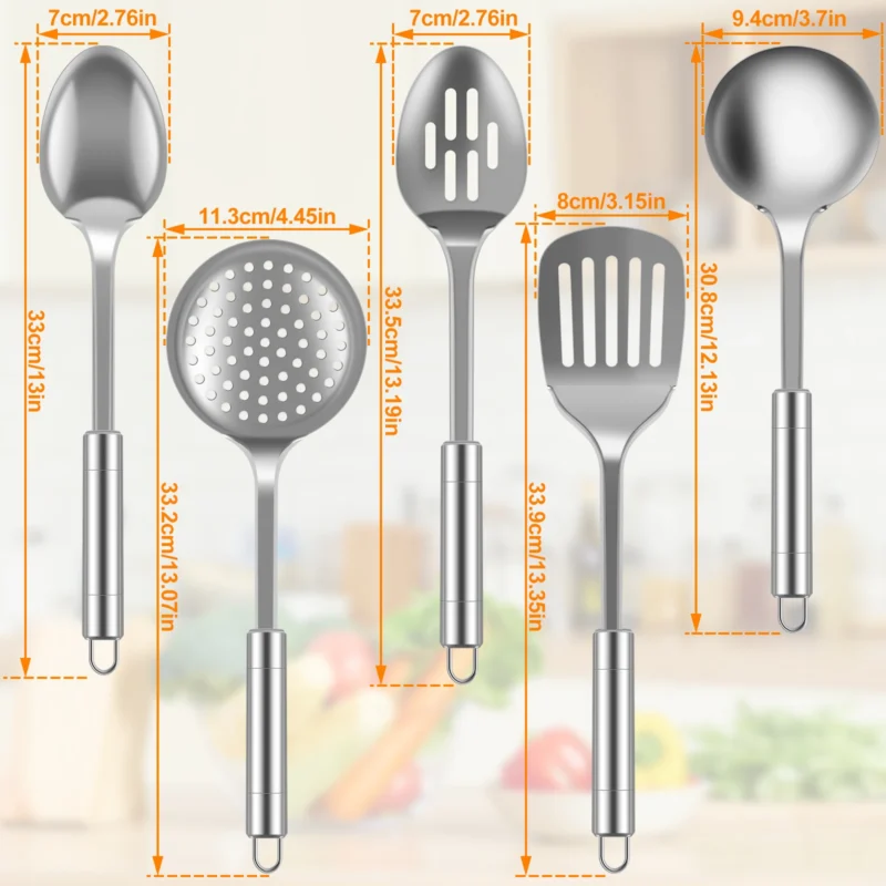 5Pcs Cooking Utensil Set, 11 PCS Stainless Steel Kitchen Utensil Set, Nonstick Kitchen Spoons Spatula Cookware Set