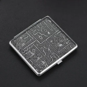 Cigarette Lady Storage Cover Holder 20 Sticks Gift for Men's Leather Cigarette Box Cigar Case Metal Leather Smoking Accessories