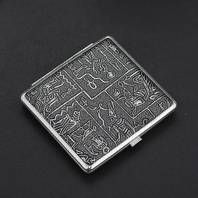 Cigarette Lady Storage Cover Holder 20 Sticks Gift for Men's Leather Cigarette Box Cigar Case Metal Leather Smoking Accessories