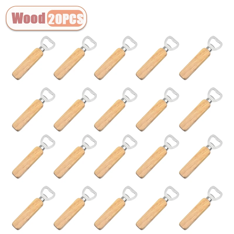 1-30PCS Stainless Steel Wooden Bottle Opener For Home Kitchen Bar Restaurant Party Gift Kitchen Accessories  Gadget