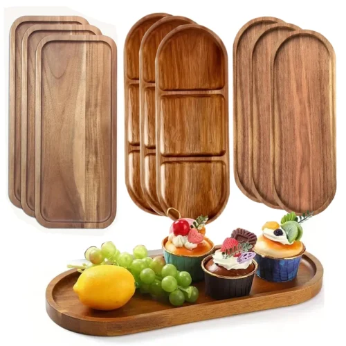 Solid wood fruit plate factory wholesale wooden tray multi-size high-value fruit tray snack plate