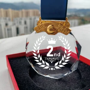 1st 2nd 3rd Place Crystal Trophy - Champion, Runner-Up & Bronze Award Pendants for Sports, Competitions, Ceremonies