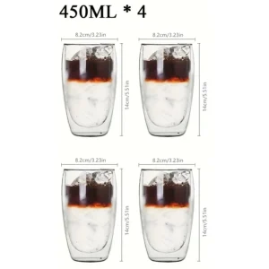 Double Wall Glass Cup Heat Insulation Transparent Handmade Tea Drink Cups MINI Whisky glasses Espresso Coffee Mug set 250-450ml