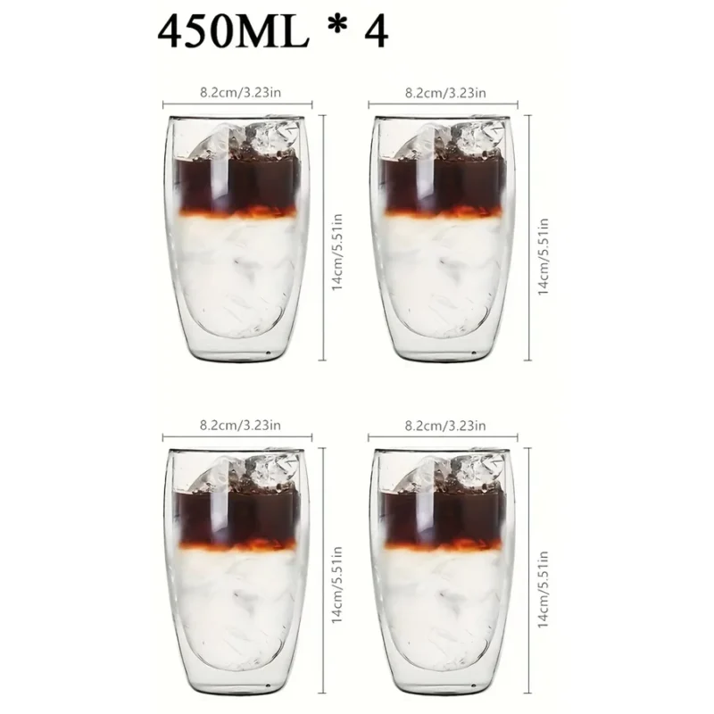 Double Wall Glass Cup Heat Insulation Transparent Handmade Tea Drink Cups MINI Whisky glasses Espresso Coffee Mug set 250-450ml