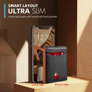 Men's Wallet Ultra Thin Rfid Leather with ID Window Multi Card Carbon Fiber Wallet 14 Card Slots RFID Carbon Fiber Pattern Large