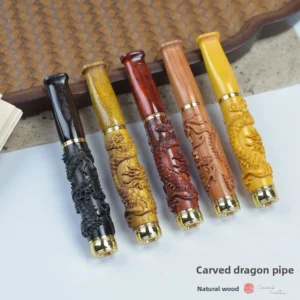 Double Filter Red Sandalwood Smoke Pipe Carved Dragon Mouth Real Wood Cleaning Friendly Compact And Durable Smoking Accessory