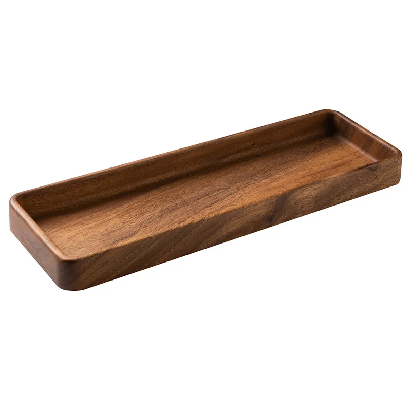Black Walnut Wood Storage Tray Modern Afternoon Tea Dessert Organizer Living Room Desktop Dry Fruits Container Home Decoration