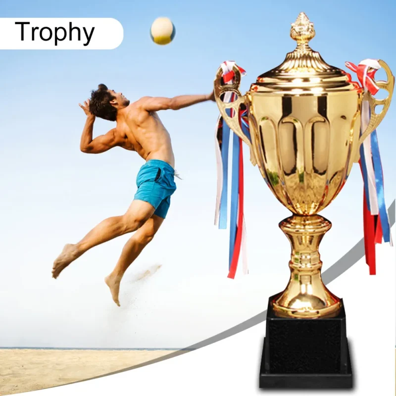 Gold Award Model Trophy Cups Plastic/Metal Sculpture Trophies 37/21/17cm Competition Soccer Craft Souvenirs Winner Medal
