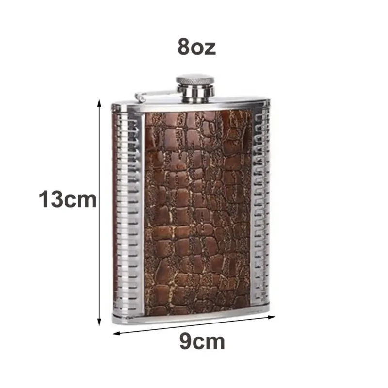 Fashion 8oz Hip Flask Stainless Steel Leakproof Liquor Flask Mini Leather Covered Wine Cup Outdoor