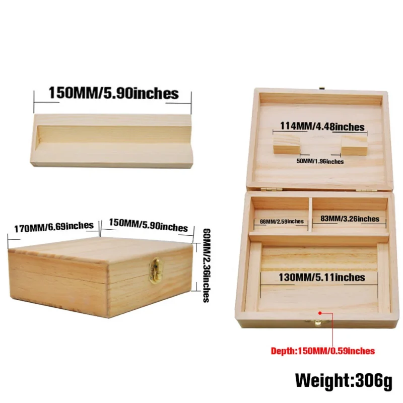 Wooden Stash Box With Rolling Tray for Smoke Accessories Bamboo Storage Container with Lock Organizer for Tobacco Herb Smoking